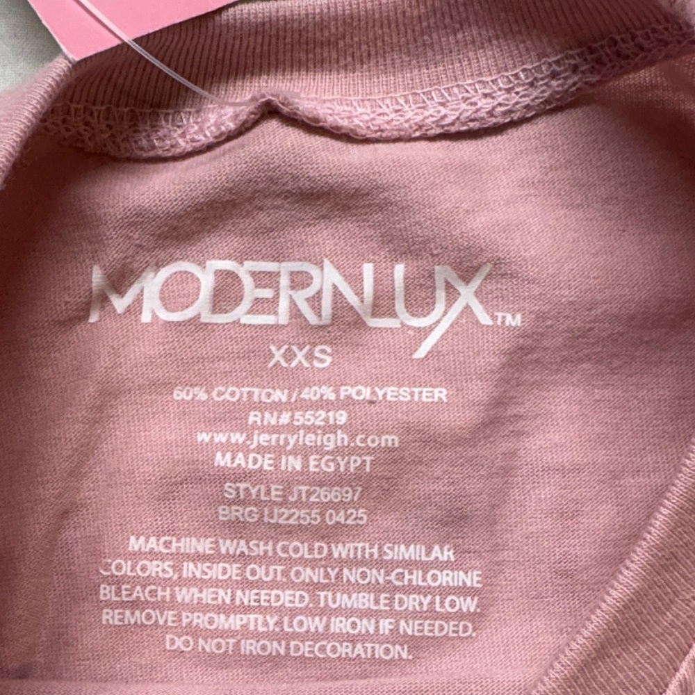 NWT Modern Lux Shirt Womens XXS Pink French Pastry Oversized Cropped Graphic Tee - Picture 2 of 10
